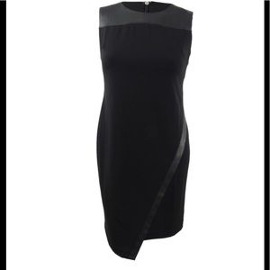 Tommy Hilfiger Women's Asymmetrical Faux-Leather-Trim Dress, NWOT